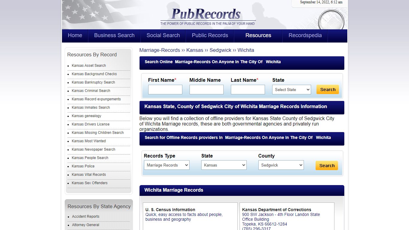 Wichita, Sedgwick County, Kansas Marriage Records